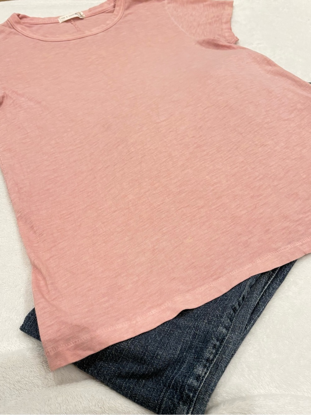 Rag & Bone Blush Pink Slub Cotton Crewneck Tee Shirt XS